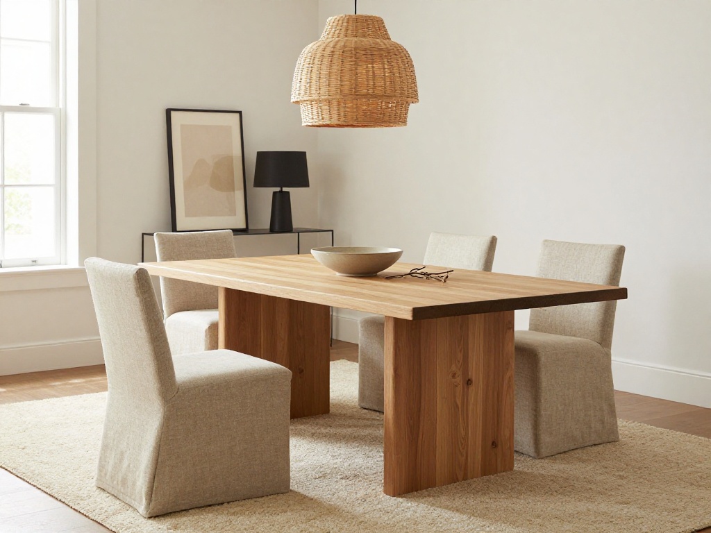 Warm Neutral Dining Room With Natural Oak Furniture