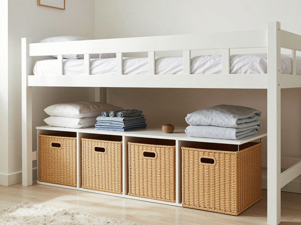 Under-Bed Storage Dorm Setup With Matching Bins