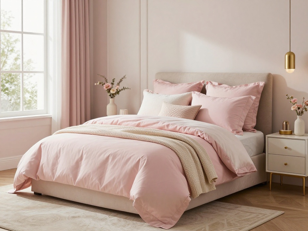 Pastel Dorm Room With Soft Pink And Cream Tones
