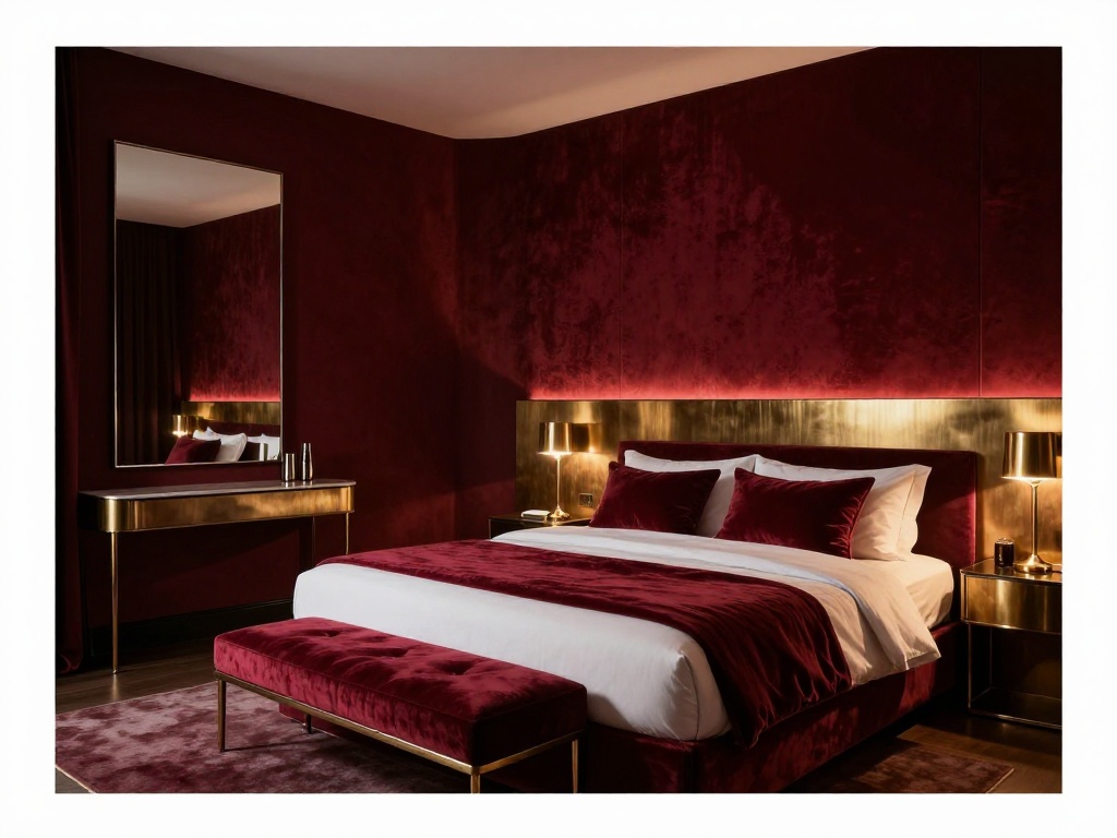 Dark Crimson Luxury Bedroom