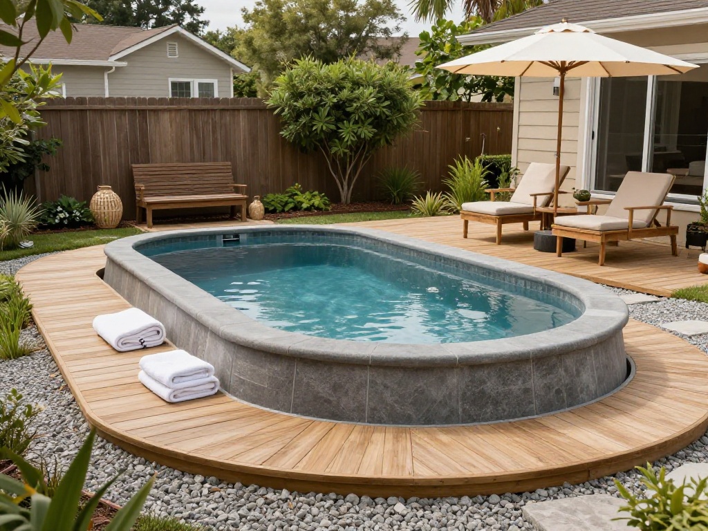 Stock Tank Pool With Simple Deck Area
