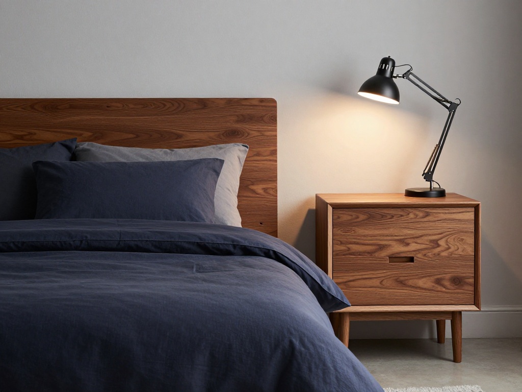 Masculine Dorm Room With Charcoal And Navy Color Blocking