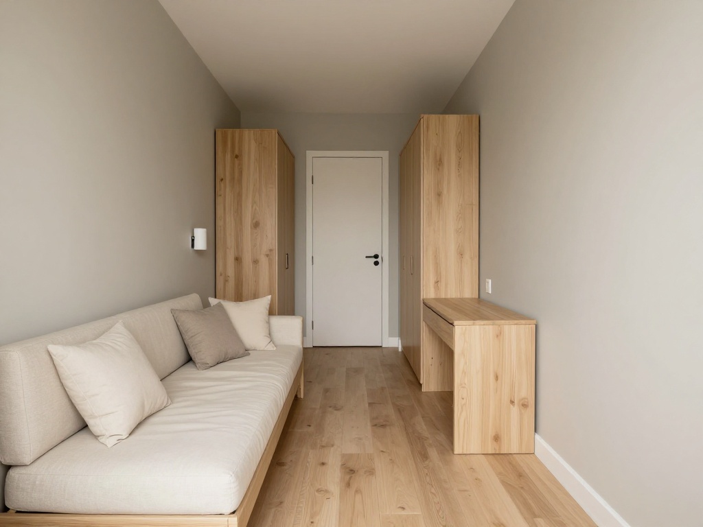 Small Room Layout With the Bed Against One Wall
