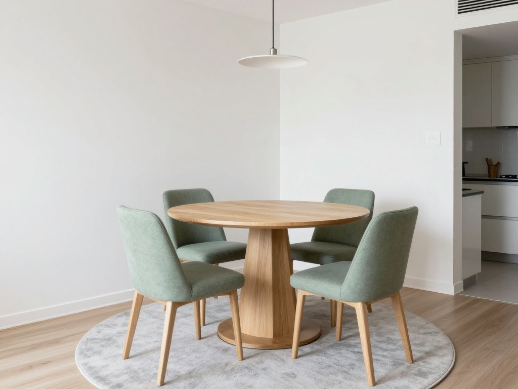 Small Dining Room With A Round Pedestal Table