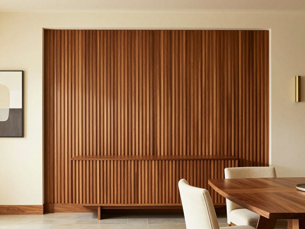 Dining Room Design Wall With Fluted Wood Panels