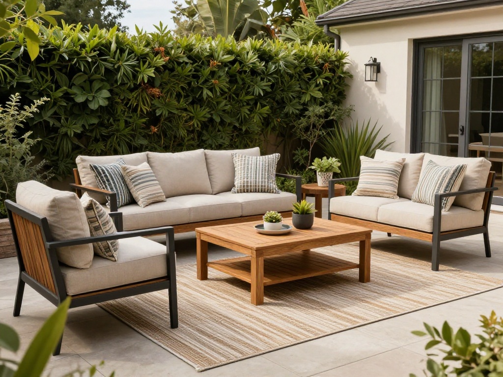 Outdoor Living Room With Weatherproof Rug
