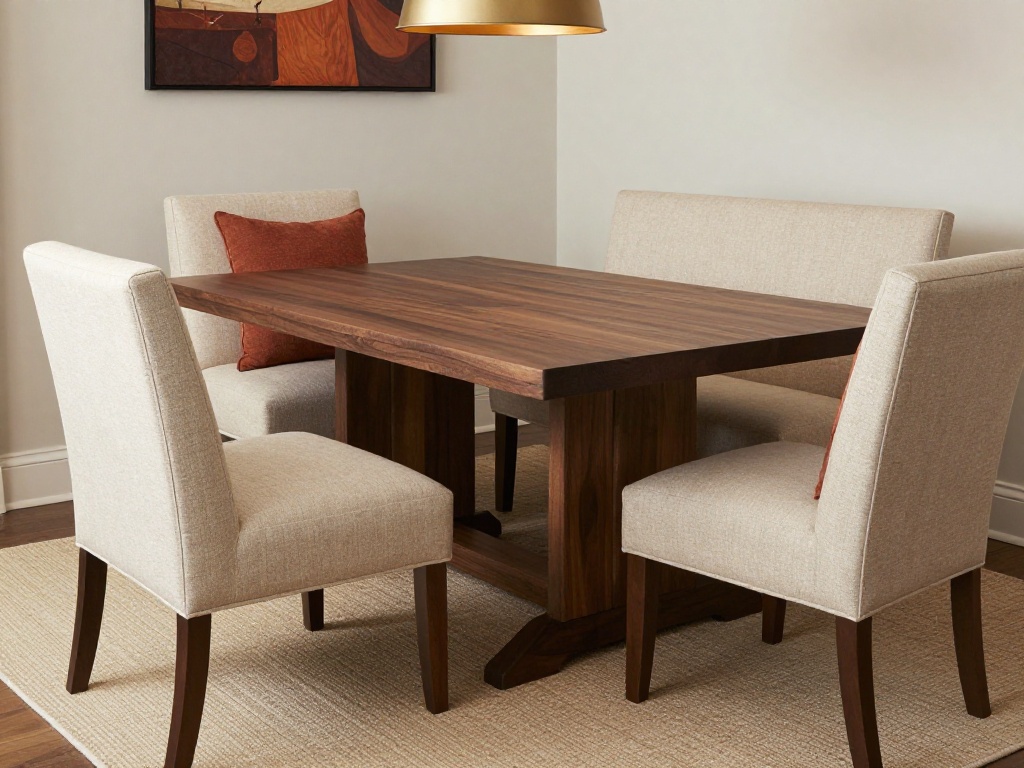 Cozy Dining Room With An Upholstered Bench