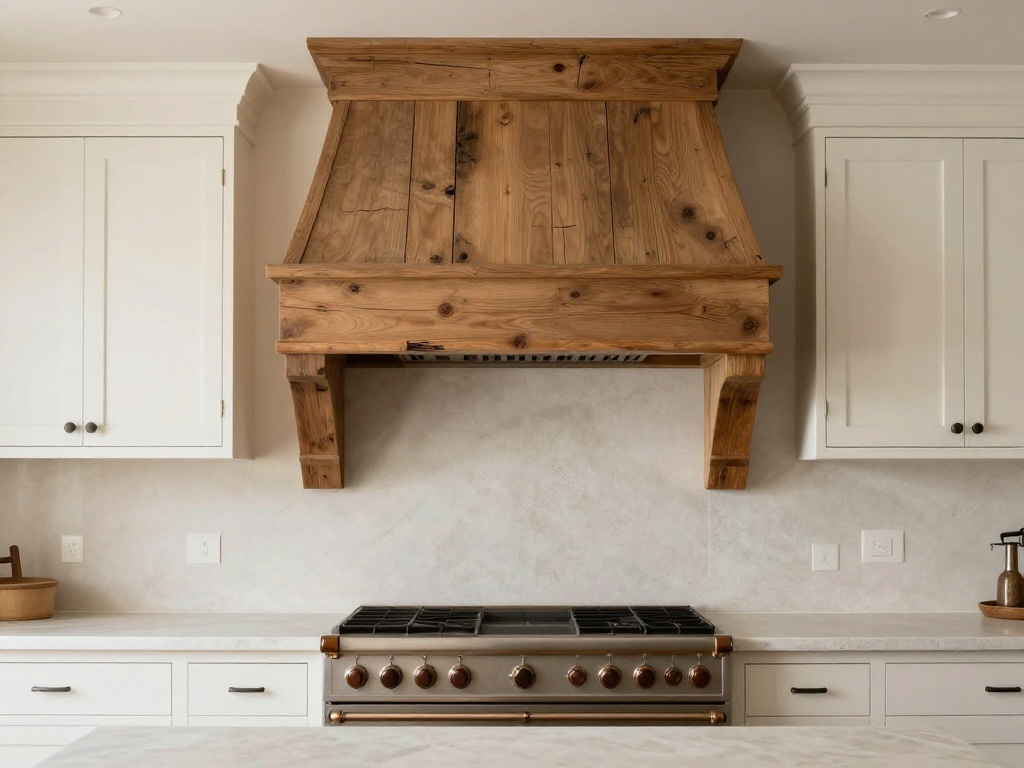 Reclaimed Wood Range Hood as a Farmhouse Kitchen Focal Point