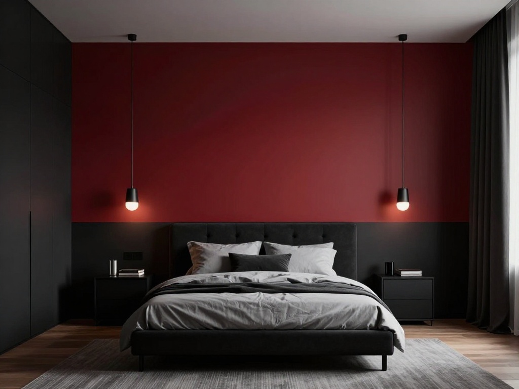 Red and Black Contemporary Bedroom