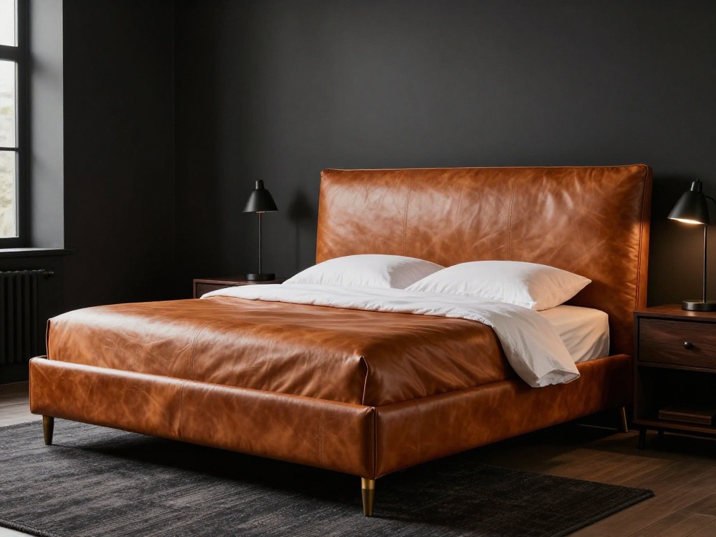 Black Room Design For Boy With Cognac Leather