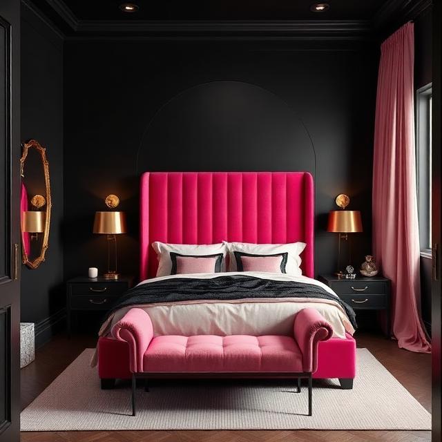 14 Black and Hot Pink Room Ideas for a Glamorous Couple’s Bedroom