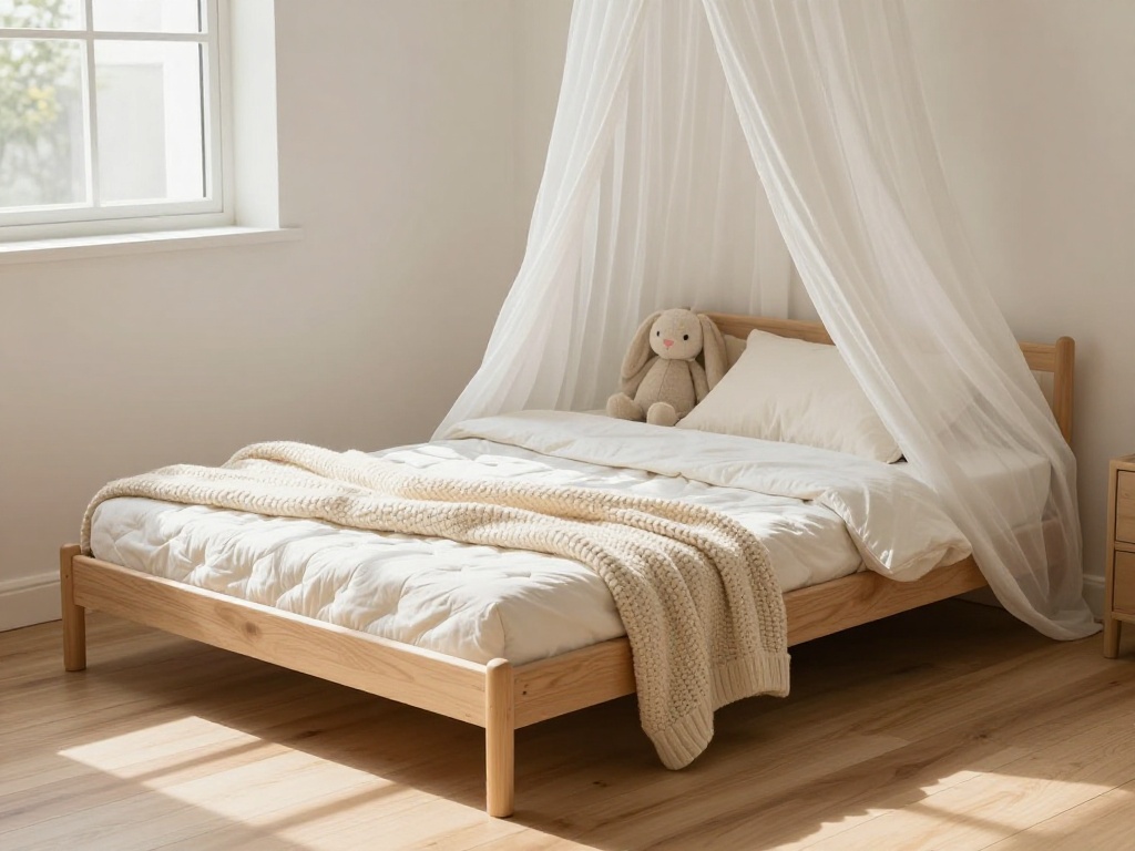 Floor Bed With A Low Canopy Frame