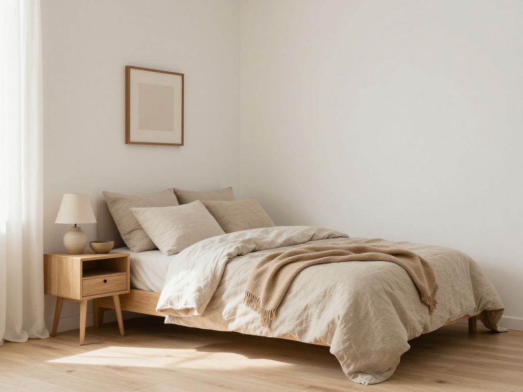 Apartment Living Decor Ideas With Warm Neutrals, Layered Linen, And Light Wood
