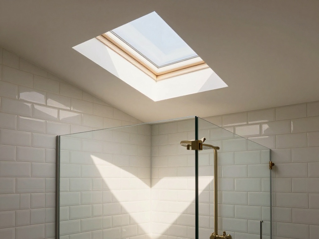 Sloped Ceiling Shower Nook With Skylight