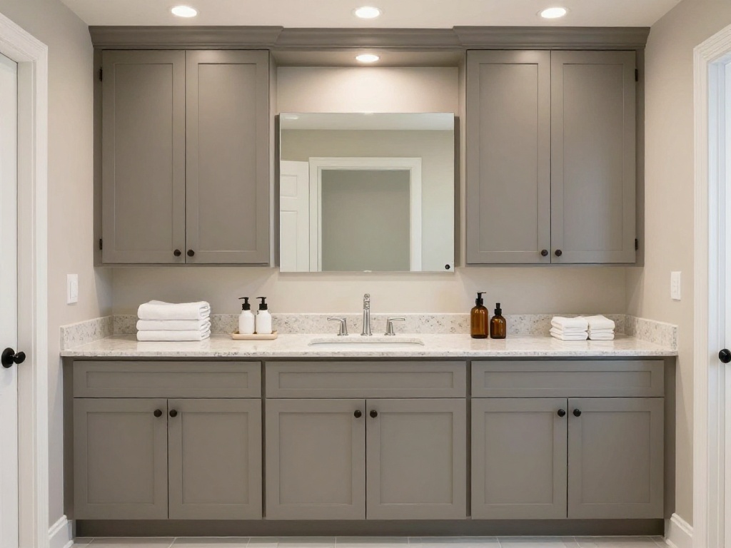 Full-Height Vanity With Integrated Linen Cabinet