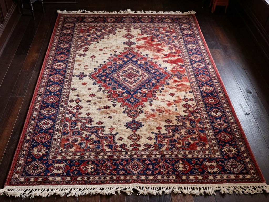 Layered Area Rugs Over Dark Flooring