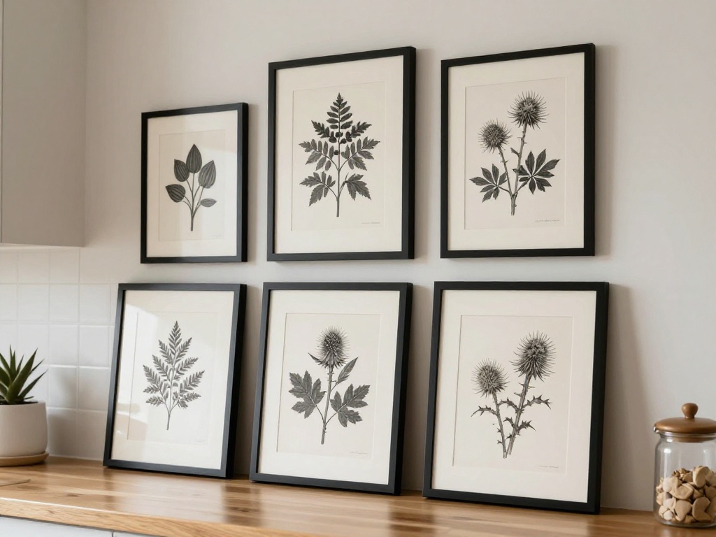 Clustered Black And White Botanical Prints