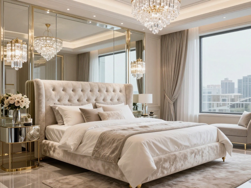 Glam Chic Bedroom With Elegant Finishes