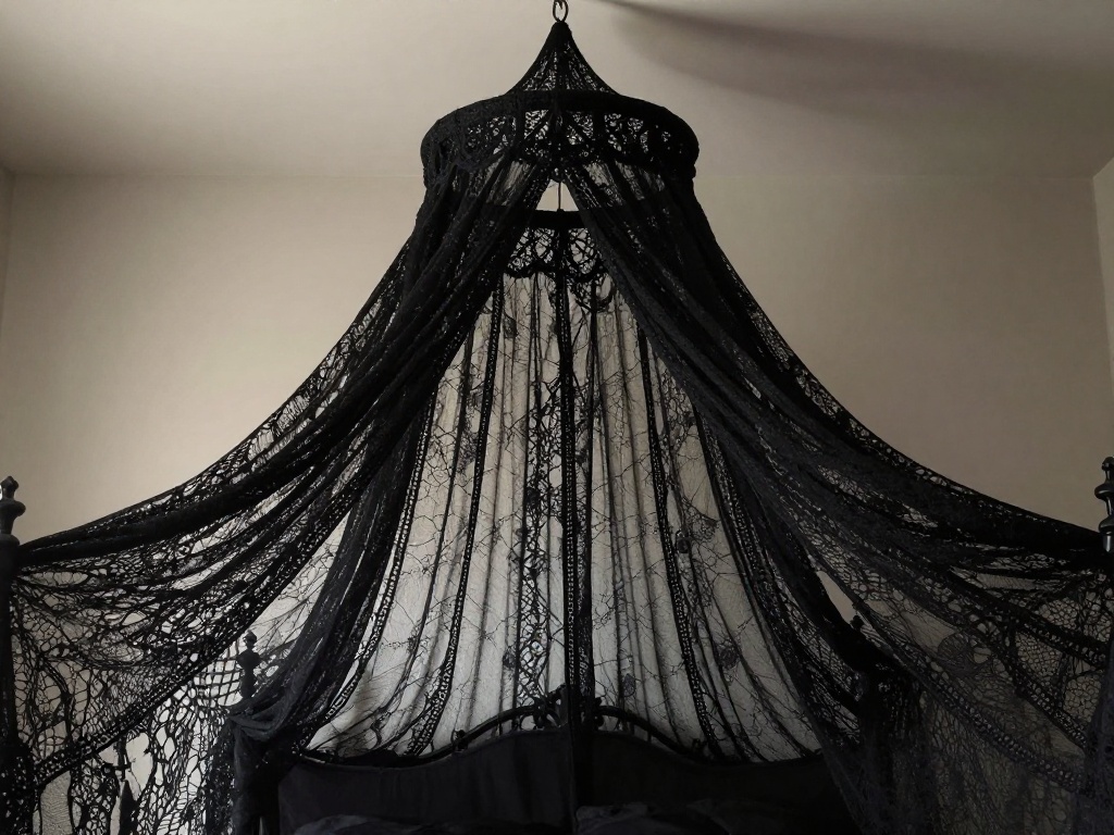 Black Lace Or Crochet Bed Canopy