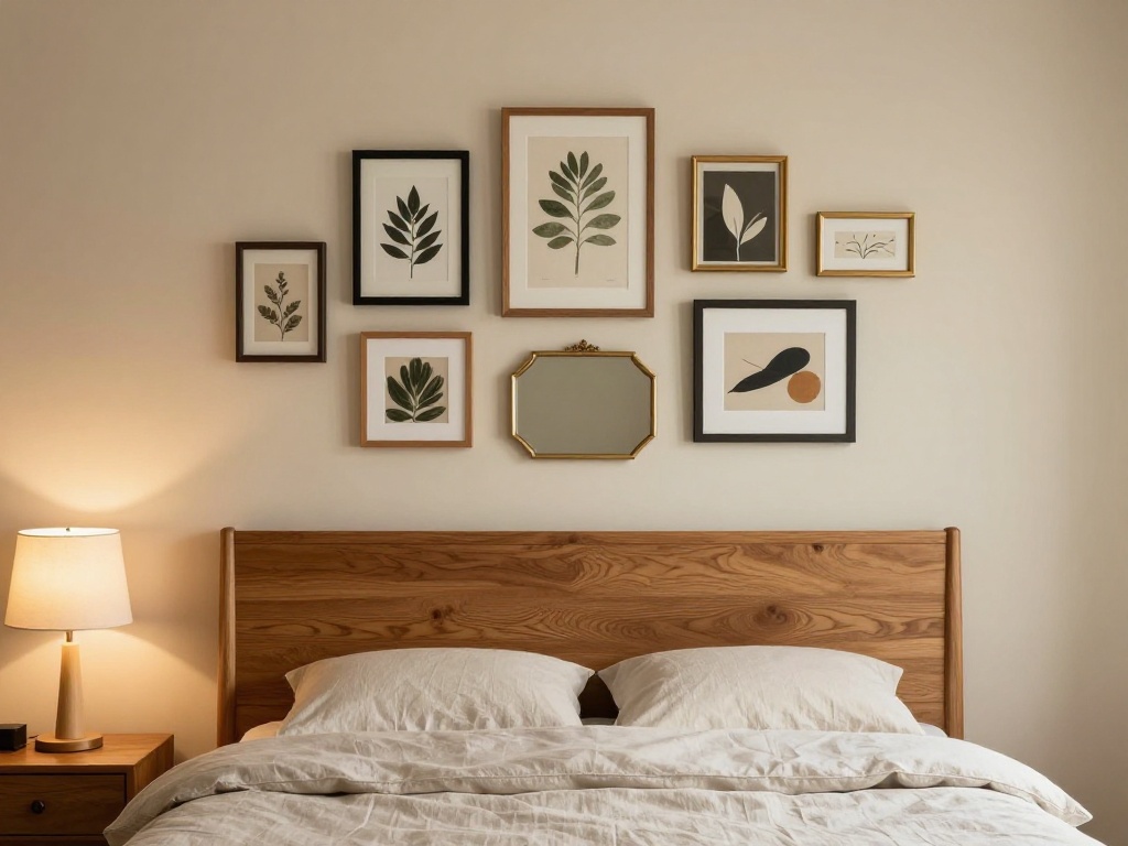 Clustered Gallery Above A Headboard