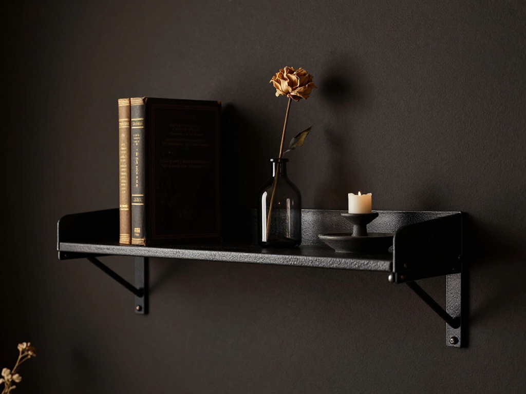 Blackened Steel Or Iron Shelf With Styling