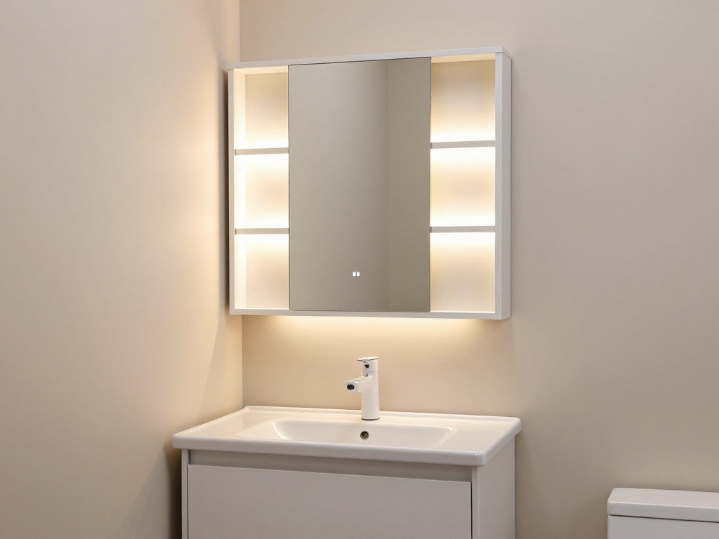 Mirrored Vanity Cabinet With Internal Lighting