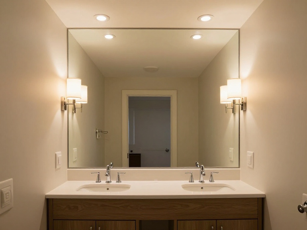 Mirrored Wall Behind Double Vanity