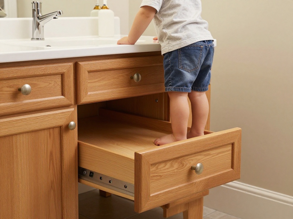 Vanity With Pull-Out Step Stool