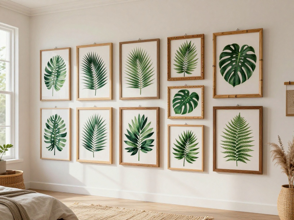 Tropical Or Botanical Prints With Natural Frames