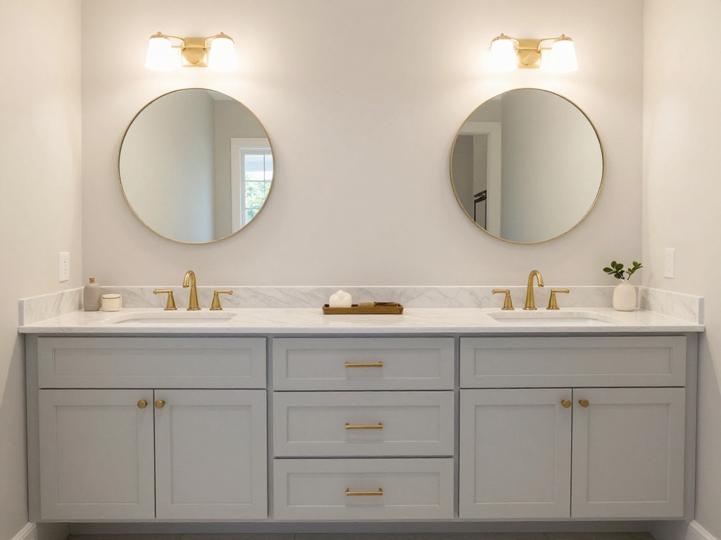 Double Sink Vanity With Drawer Banks Between