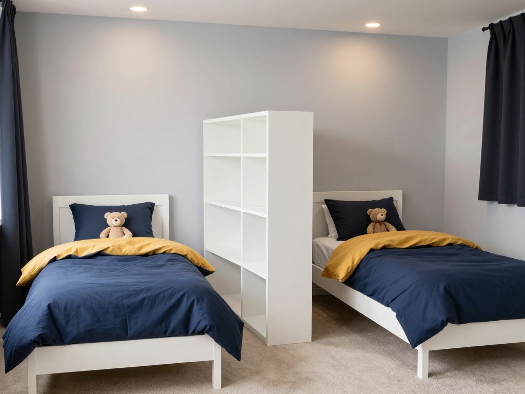Shared Room With Twin Beds And A Room Divider