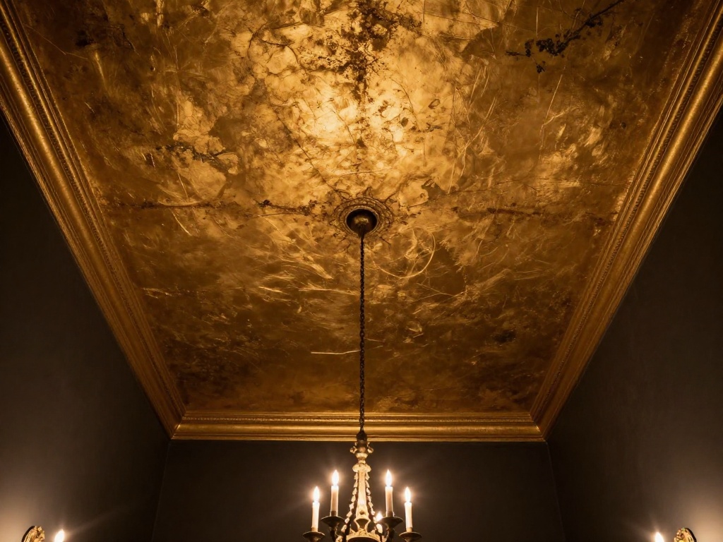 Tarnished Gold Or Silver Leaf Ceiling