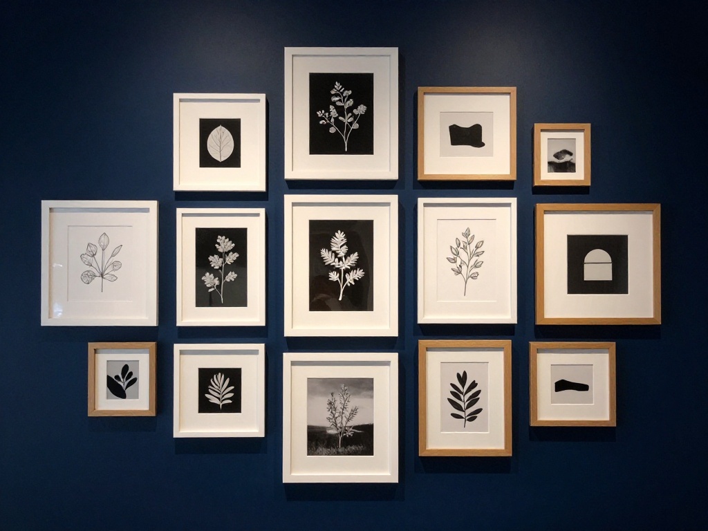 All-White Frames On A Dark Wall