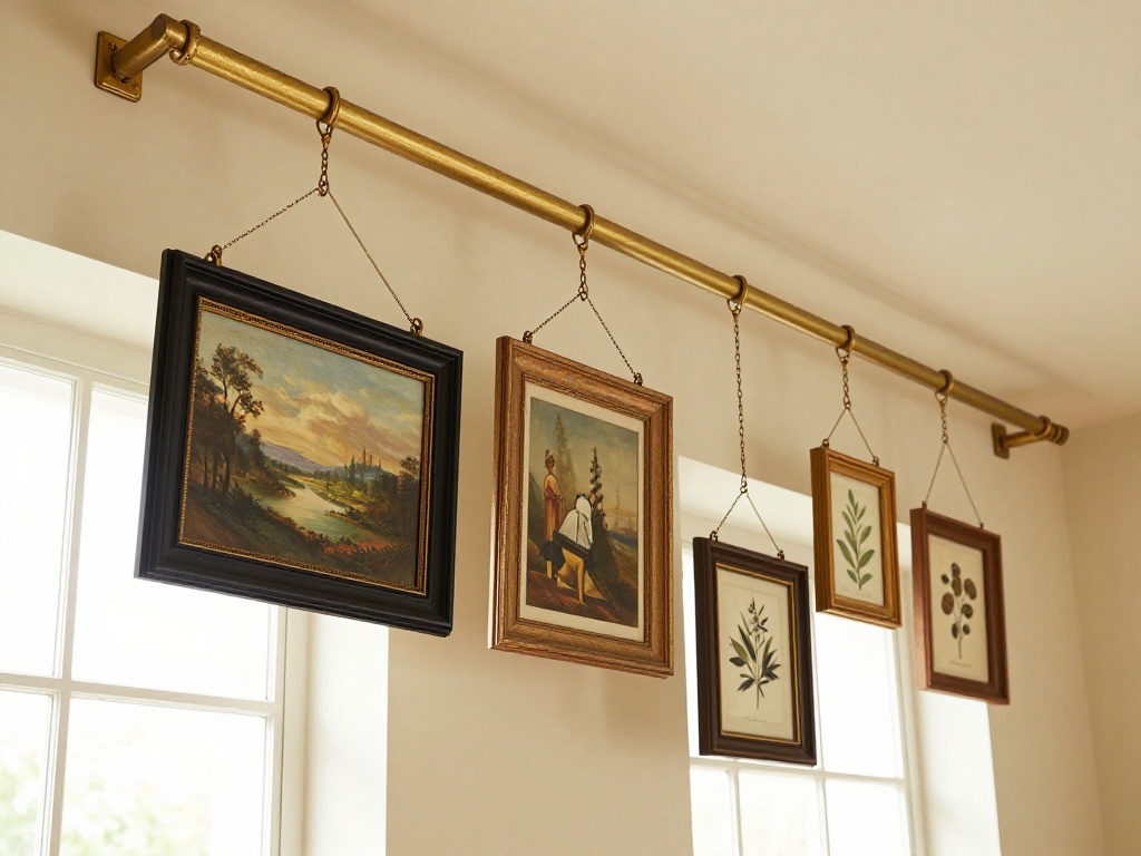 Art Hanging From A Picture Rail