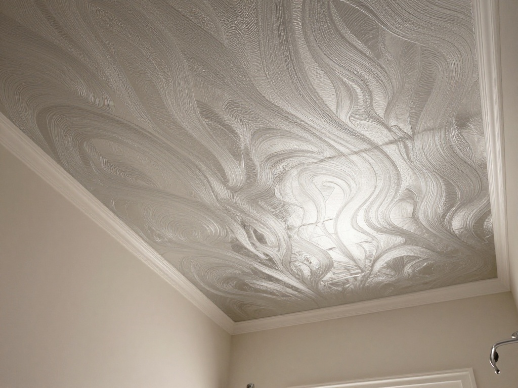 Wallpaper Ceiling With Metallic Accent