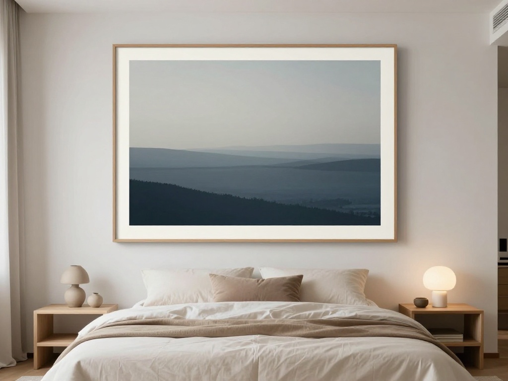Minimal Bedroom With One Oversized Artwork
