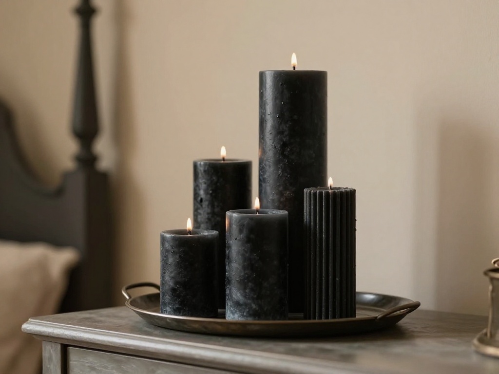 Black Candle Pillars Of Varying Heights